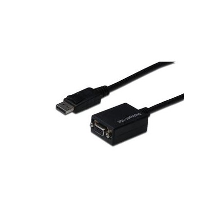Digitus DisplayPort adapter cable, DP - HD15 M/F, 0.15m,w/interlock, DP 1.1a compatible, CE, bl