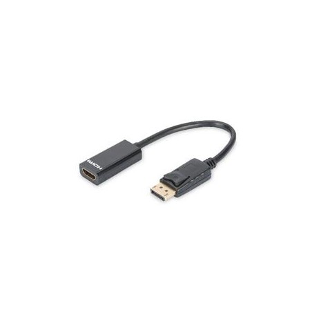 Digitus DisplayPort adapter cable, DP - HDMI type A M/F, 0.15m,w/interlock, DP 1.1a compatible, CE, bl