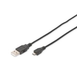 Digitus USB 2.0 connection cable, type A - micro B M/M, 1.8m, USB 2.0 compatible, bl