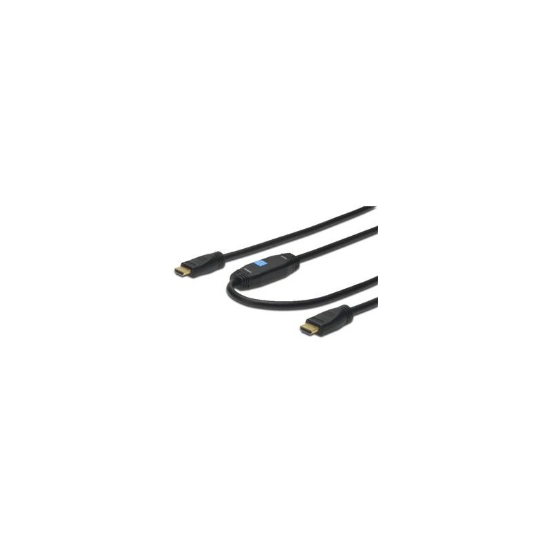 Digitus HDMI High Speed connection cable, type A, w/ amp. M/M, 20.0m, Full HD, CE, gold, bl