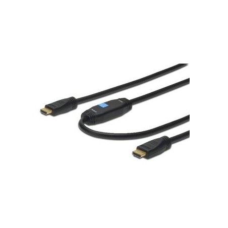 Digitus HDMI High Speed connection cable, type A, w/ amp. M/M, 15.0m, Full HD, CE, gold, bl