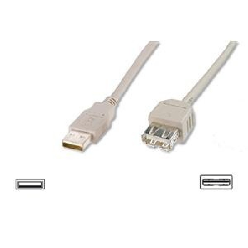 Digitus USB kabel prodlužovací A-A, 2xstíněný, měď, 1,8m, šedý