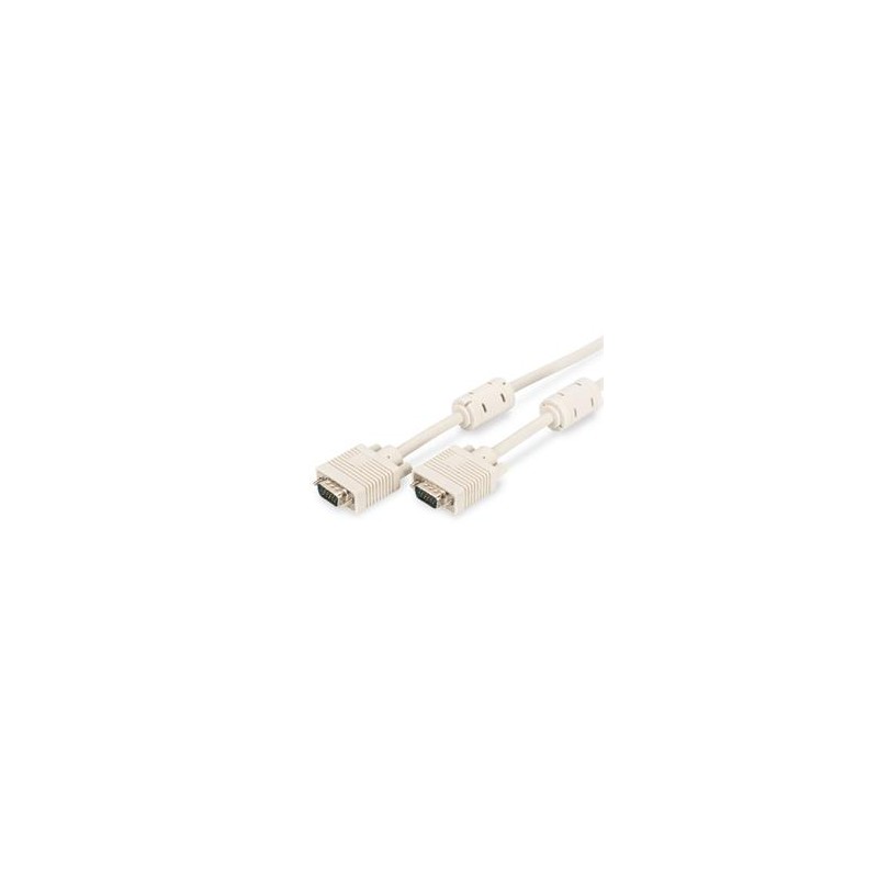 Digitus Připojovací kabel monitoru VGA, HD15 M/M, 3 m, 3Coax/7C, 2xferit, be