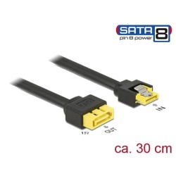 Delock Prodlužovací kabel SATA 6 Gb/s samice SATA samec s pin 8 napájení latchtype 30 cm