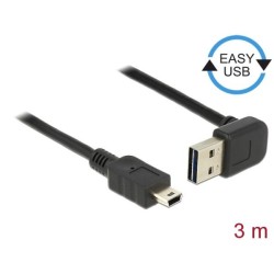 Delock Kabel EASY-USB 2.0 Typ-A samec pravoúhlý nahoru / dolů USB 2.0 Typ Mini-B samec 3 m