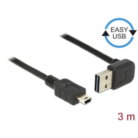Delock Kabel EASY-USB 2.0 Typ-A samec pravoúhlý nahoru / dolů USB 2.0 Typ Mini-B samec 3 m