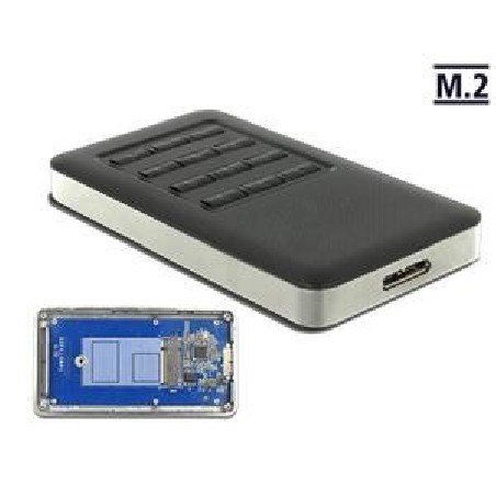 Delock Externí pouzdro M.2 Key B 42 mm SSD USB 3.0 Type Micro-B samice s funkcí šifrování