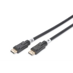 Digitus DisplayPort 1.2. připojovací kabel se zesilovačem 15 m, Ultra HD 4K ,zlacené konektory