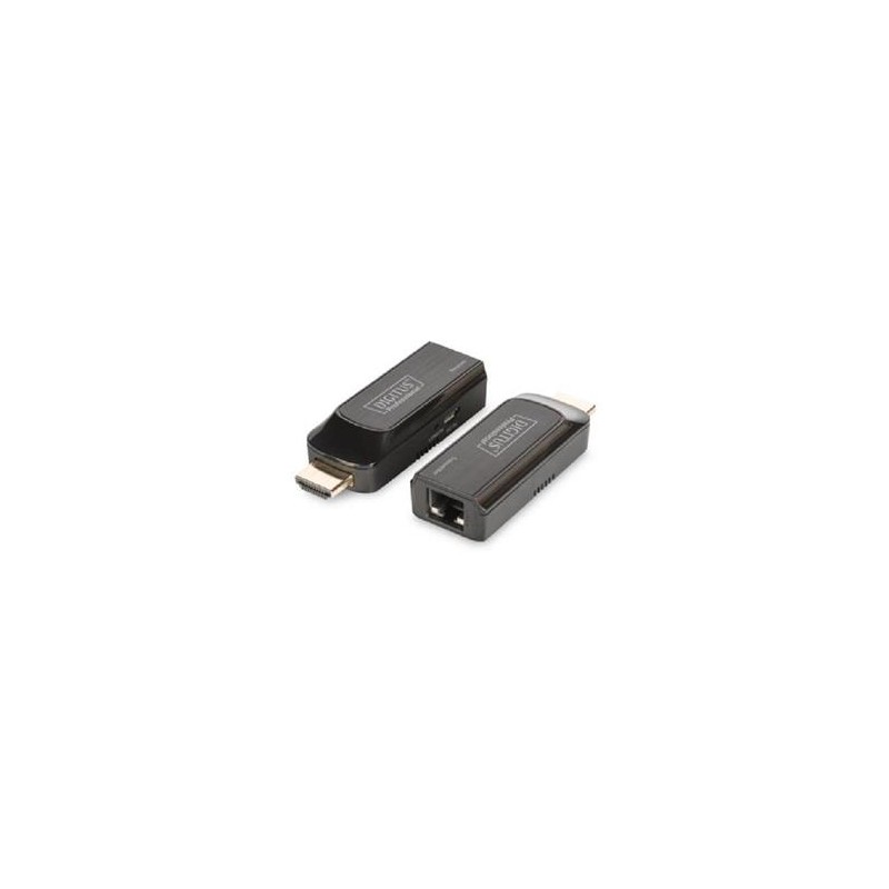 DIGITUS Sada Mini HDMI Extender, Full HD, 1080p 50m, Cat6 / 6A / 7, napájeno pomocí kabelu Micro USB, bk