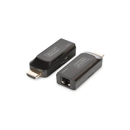 DIGITUS Sada Mini HDMI Extender, Full HD, 1080p 50m, Cat6 / 6A / 7, napájeno pomocí kabelu Micro USB, bk