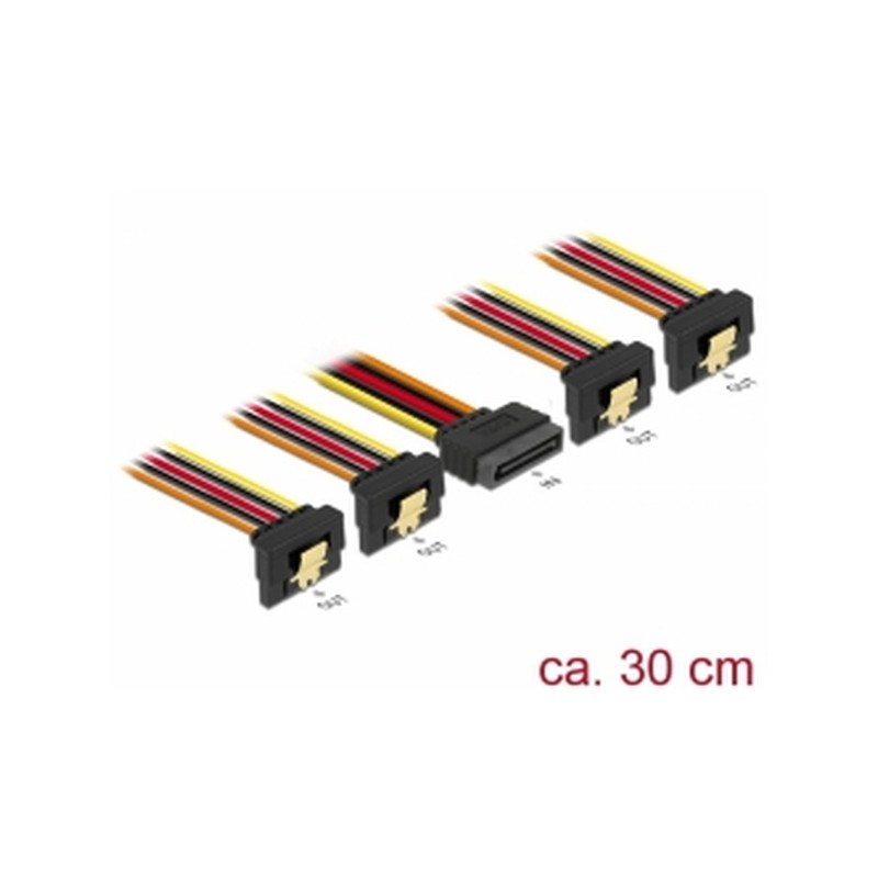Delock Kabel SATA 15 pin napájecí samec s aretací SATA 15 pin napájecí samice 4 x dolů 30cm