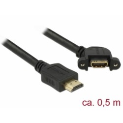 Delock Kabel HDMI-A samec HDMI-A samice montážní panel 110° pravoúhlý 4K 30 Hz 0,5 m