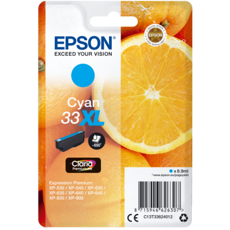 EPSON ink bar Singlepack "Pomeranč" Cyan 33XL Claria Premium Ink