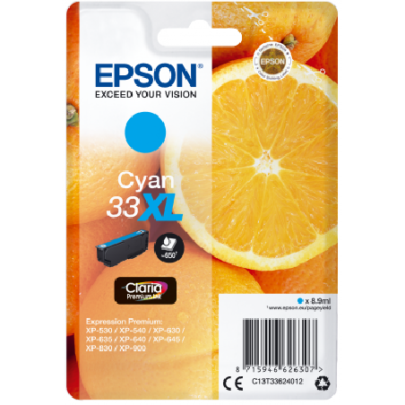 EPSON ink bar Singlepack "Pomeranč" Cyan 33XL Claria Premium Ink