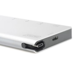 Digitus Cestovní dokovací stanice USB-C Multiport, 6 portů 4K, HDMI, 1x USB-C, 2x čtečka karet USB3.0,2x