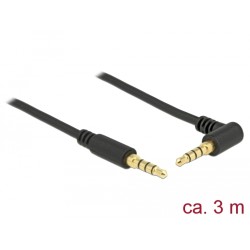 Delock Kabel Stereo Jack 3,5 mm 4 pin samec samec pravoúhlý 3 m černý