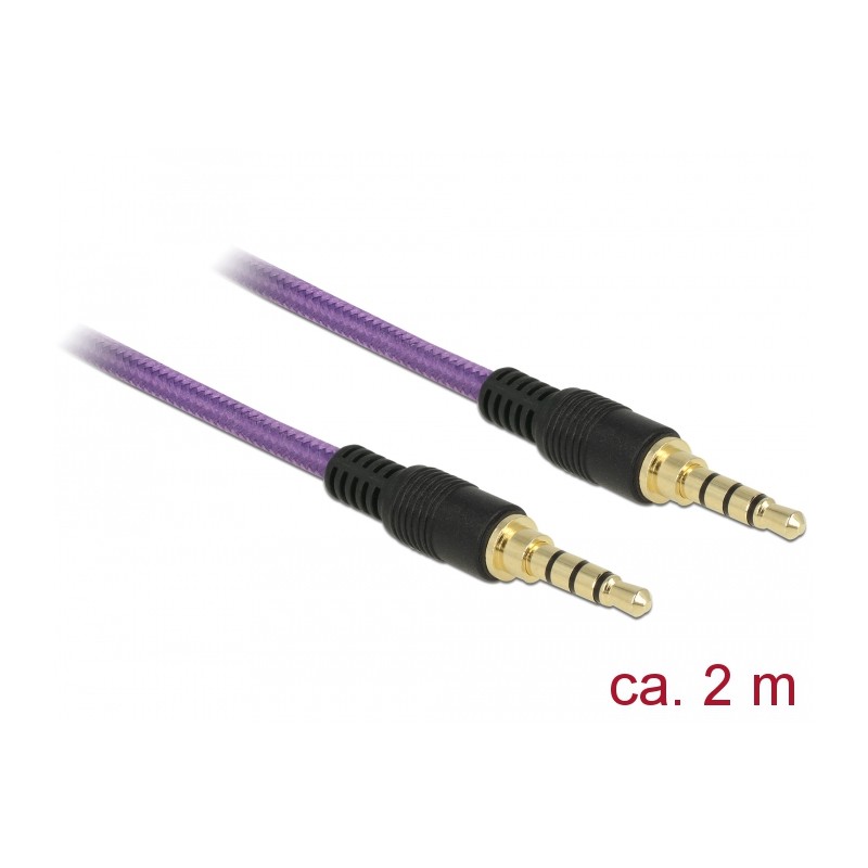 Delock Kabel Stereo Jack 3,5 mm 4 pin samec samec 2 m fialový