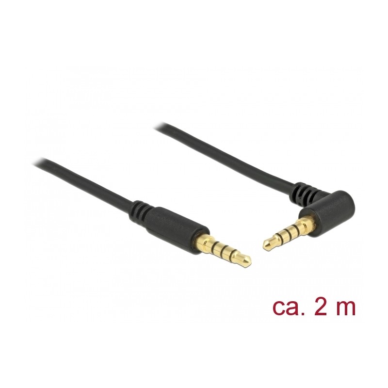 Delock Kabel Stereo Jack 3,5 mm 4 pin samec samec pravoúhlý 2 m černá