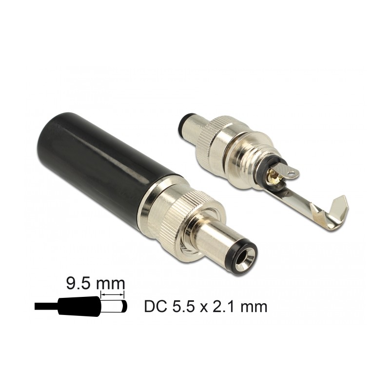 Delock Konektor DC 5,5 x 2,1 mm s délkou 9,5 mm samec