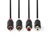 Nedis CABW24205AT20 - Stereofonní Audio Kabel | 2x RCA Zástrčka - 2x RCA Zásuvka | 2 m | Antracit