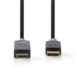 Nedis CCBW37100AT20 - DisplayPort – HDMI Kabel | DisplayPort Zástrčka - Konektor HDMI | 2 m | Antracit