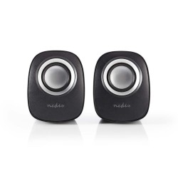 Nedis CSPR10020BK - PC reproduktor | 2 | 12 W | Jack 3,5 mm | Černá / Stříbrná
