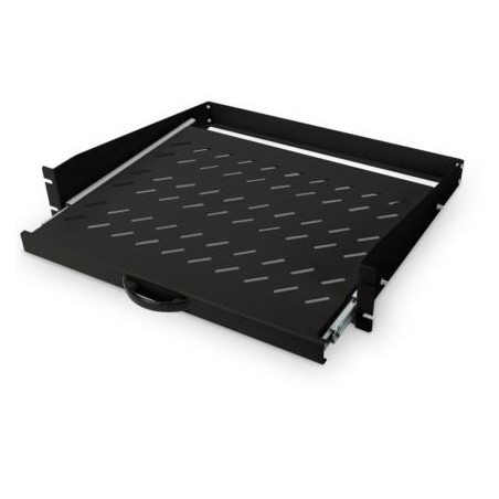 DIGITUS 2U výsuvná police na skříňky od hloubky 450 mm 88x483x352 mm, do 30 kg, černá (RAL 9005)