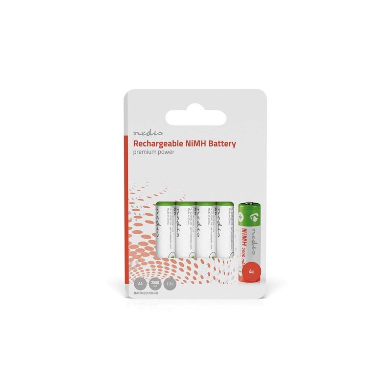 Nedis BANM20HR64B - Dobíjecí Ni-MH Baterie AA | 1.2 V | 2000 mAh | 4 kusy | Blistr