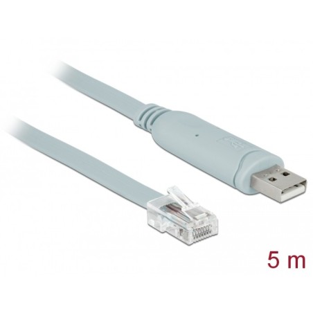Delock Adapter USB 2.0 Type-A male 1 x Serial RS-232 RJ45 male 5.0 m grey