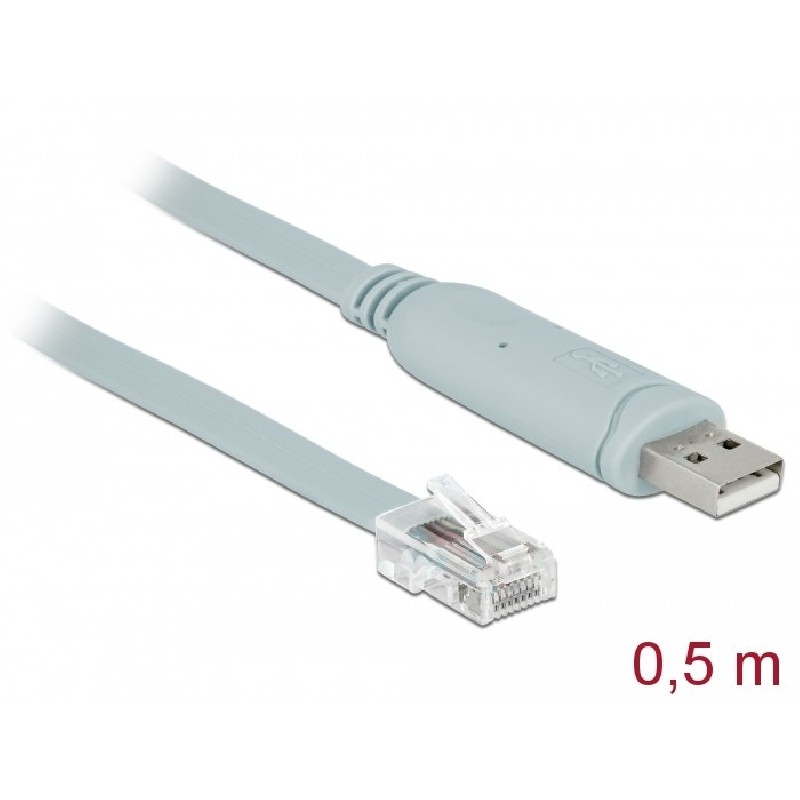 Delock Adapter USB 2.0 Type-A male 1 x Serial RS-232 RJ45 male 0.5 m grey