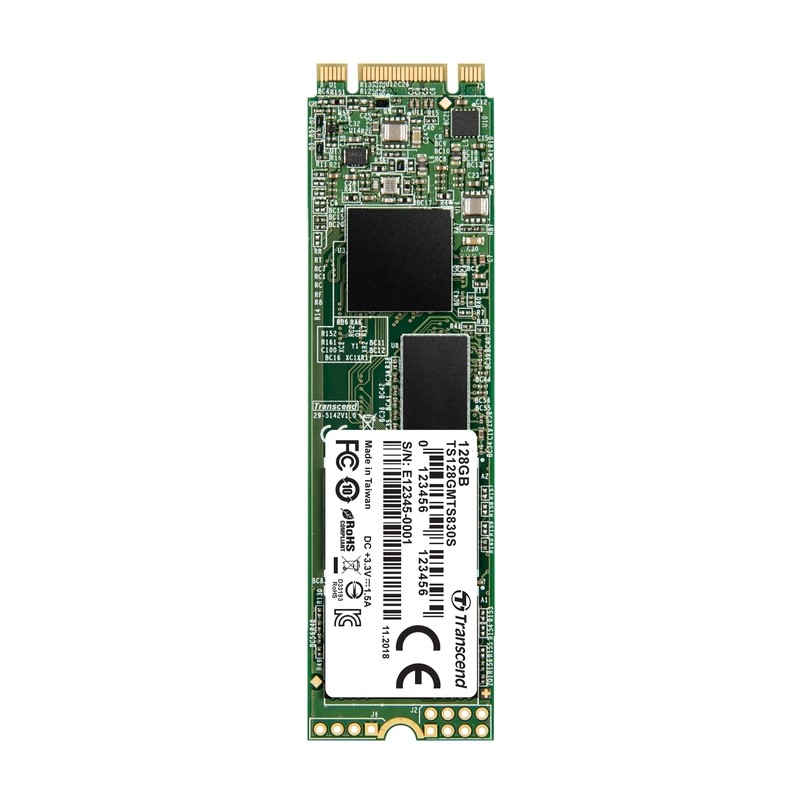 TRANSCEND MTS830S 128GB SSD disk M.2, 2280 SATA III 6Gb/s (3D TLC), 560MB/s R, 380MB/s W