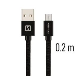 Swissten Data Cable USB / Micro USB Textile 0,2M Black