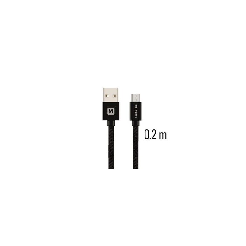 Swissten Data Cable USB / Micro USB Textile 0,2M Black