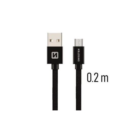Swissten Data Cable USB / Micro USB Textile 0,2M Black