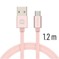 Swissten Data Cable USB / Micro USB Textile 1,2M Pink