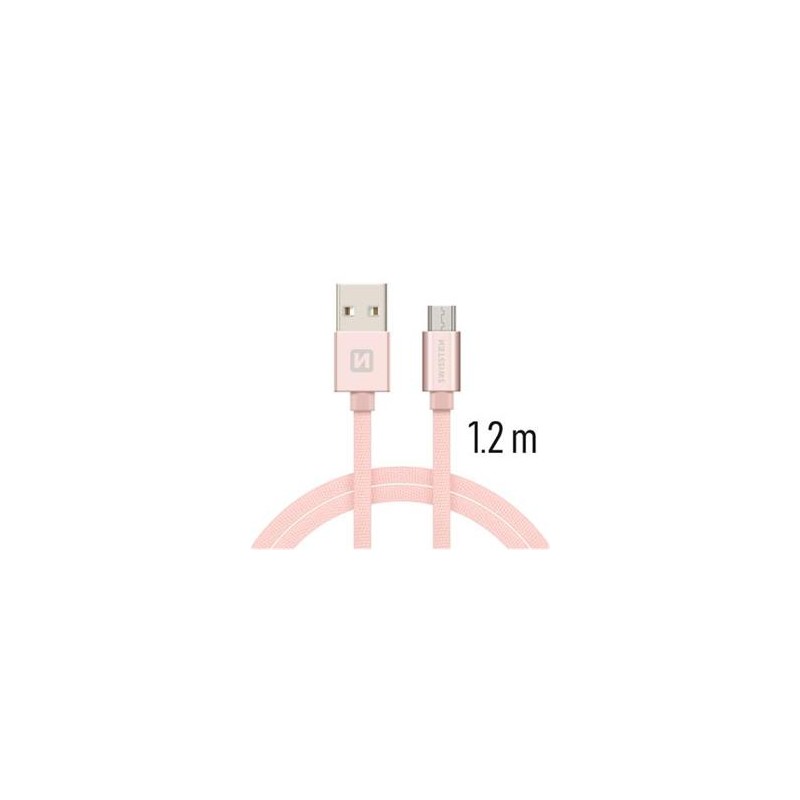 Swissten Data Cable USB / Micro USB Textile 1,2M Pink