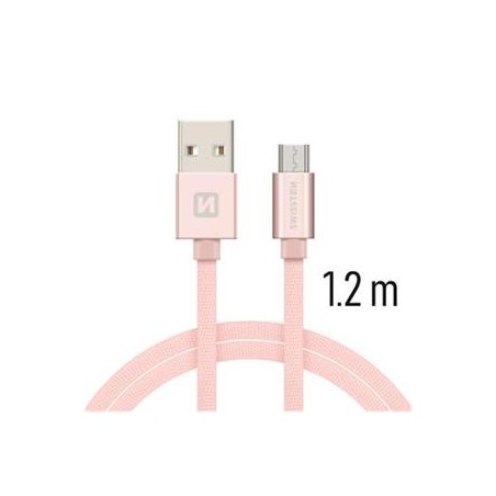 Swissten Data Cable USB / Micro USB Textile 1,2M Pink