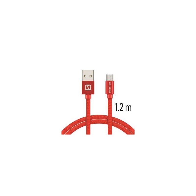 Swissten Data Cable USB / Micro USB Textile 1,2M Red
