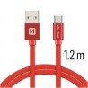 Swissten Data Cable USB / Micro USB Textile 1,2M Red