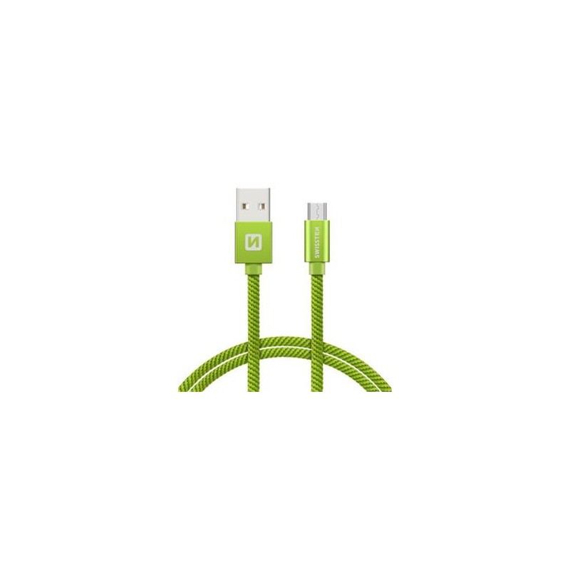 Swissten Data Cable USB / Micro USB Textile 1,2M Green