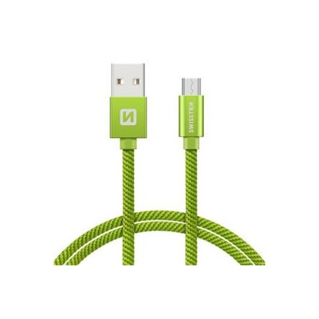 Swissten Data Cable USB / Micro USB Textile 1,2M Green