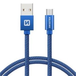 Swissten Data Cable USB / Micro USB Textile 1,2M Blue