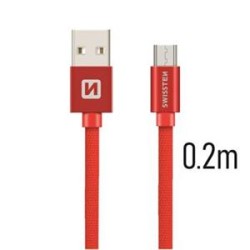 Swissten Data Cable USB / Micro USB Textile 0,2M Red