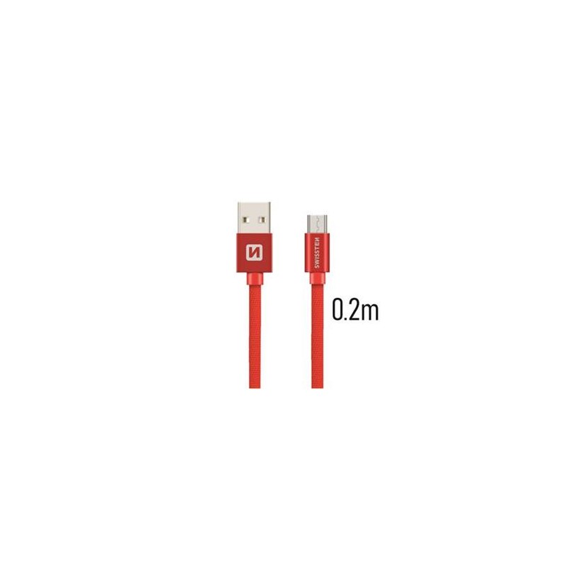 Swissten Data Cable USB / Micro USB Textile 0,2M Red
