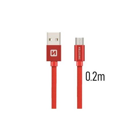 Swissten Data Cable USB / Micro USB Textile 0,2M Red