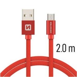 Swissten Data Cable USB / Micro USB Textile 2,0M Red