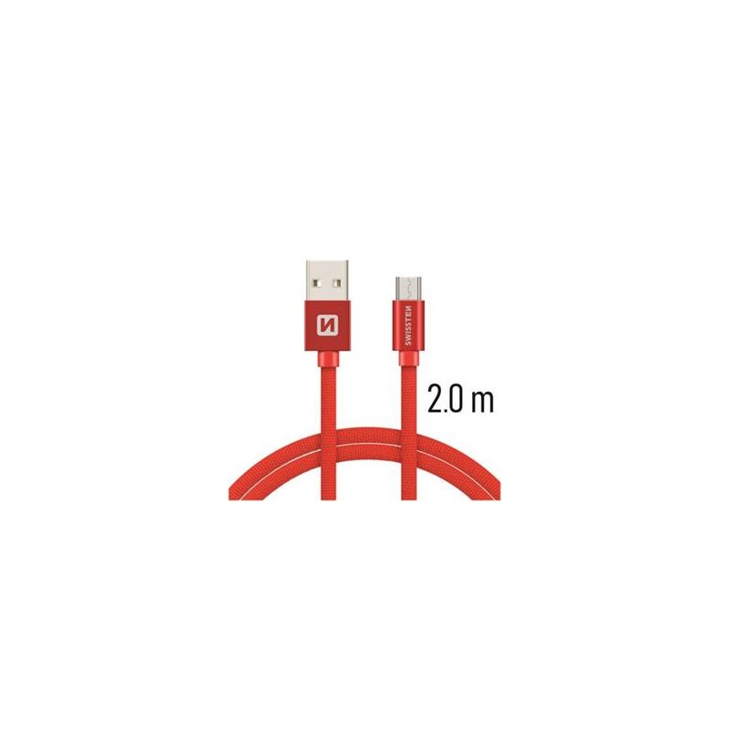 Swissten Data Cable USB / Micro USB Textile 2,0M Red