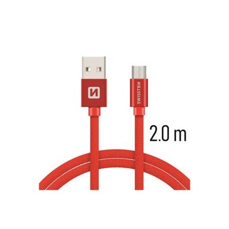 Swissten Data Cable USB / Micro USB Textile 2,0M Red