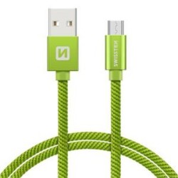 Swissten Data Cable USB / Micro USB Textile 2,0M Green
