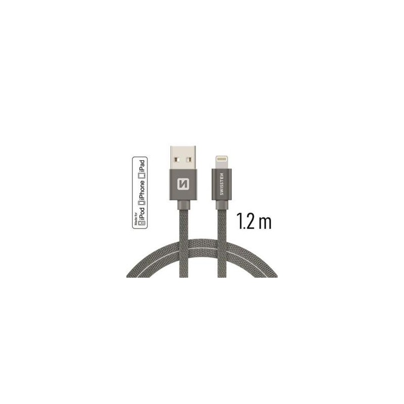 SWISSTEN DATA CABLE USB / LIGHTNING MFi TEXTILE 1,2M GREY